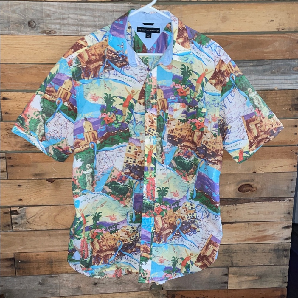 Tommy Bahama Multicolor Map Print Men's Shirt